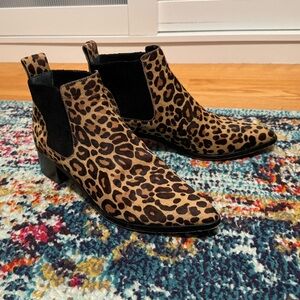 Dolce Vita Leopard Print Chelsea Ankle Boots - Brown/Black